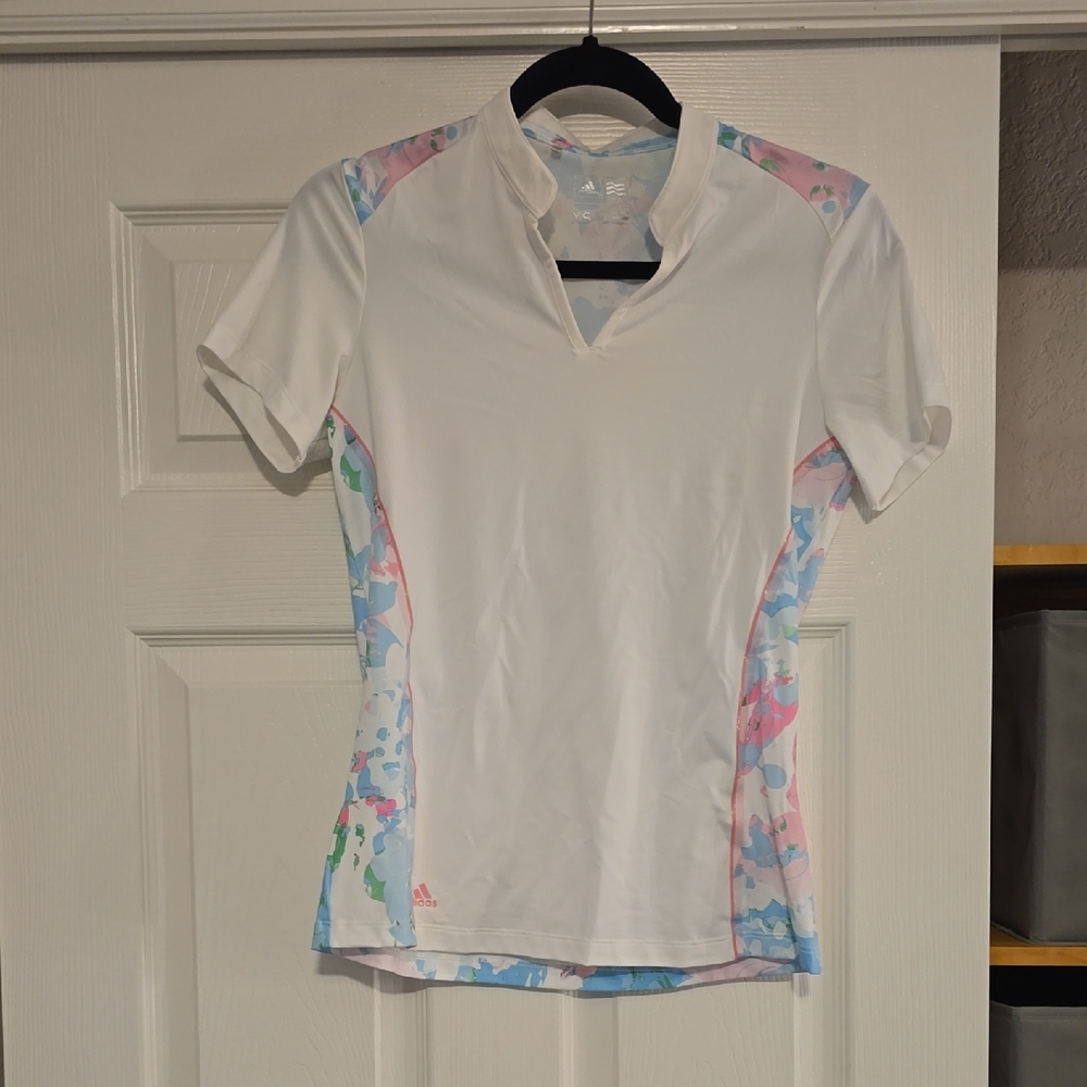 Adidas Women's White Jersey with Colorful Side Panels